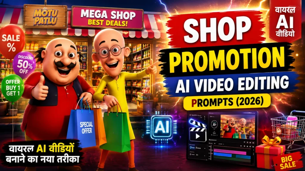 Motu Patlu Shop Promotion AI Video Editing Prompts