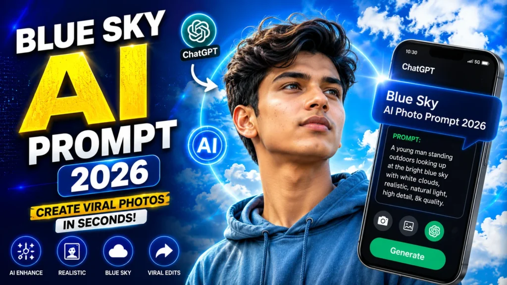Blue Sky AI Photo Prompt 2026 से बनी प्रोफेशनल AI फोटो