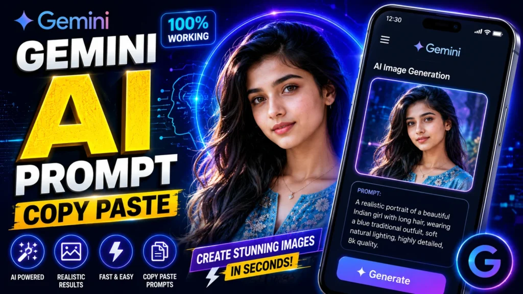 Gemini AI Photo Prompt Copy Paste से बनी प्रोफेशनल AI इमेज