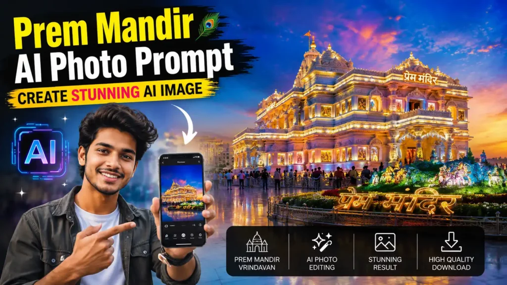 Prem Mandir AI Photo Prompt